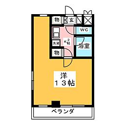 SLR吹上 1Kの間取図画像