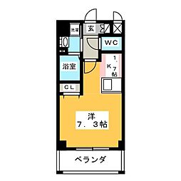 プレサンス久屋大通公園サウス ワンルームの間取図画像