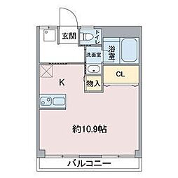 藤田ビル 1Kの間取図画像