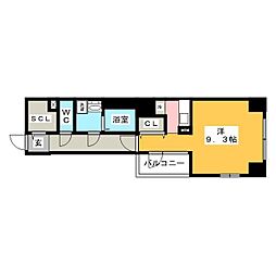 エイペックス名古屋鶴舞公園前 ワンルームの間取図画像