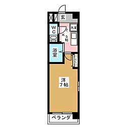 パークフラッツ金山 1Kの間取図画像