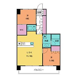 ラフィシア上前津 2LDKの間取図画像