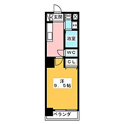 ArtizA鶴舞 1Kの間取図画像