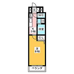 リアライズ記念橋 1Kの間取図画像