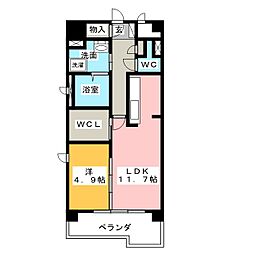 ヒルズ橘の杜 1LDKの間取図画像