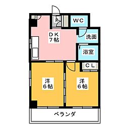 フジアーバンハイツ 2DKの間取図画像