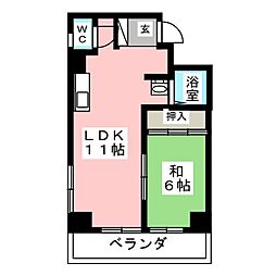 第2沢の井ビル 1LDKの間取図画像