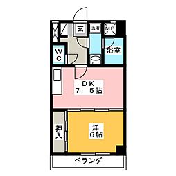 リバーサイドドリーム 1DKの間取図画像