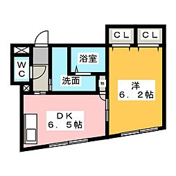 パルコート伊勢山 1DKの間取図画像