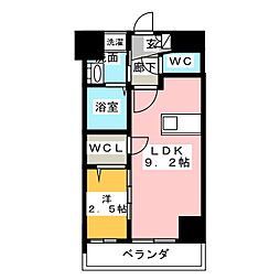 エステムコート名古屋新栄2アリーナ 1DKの間取図画像