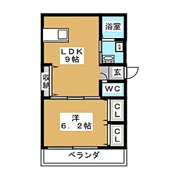 ドリーム松原 1LDKの間取図画像