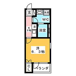 セル・金山 1Kの間取図画像