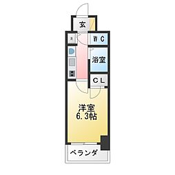 プレサンス大須観音駅前サクシード 1Kの間取図画像