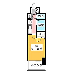 プレサンス大須観音駅前サクシード 1Kの間取図画像