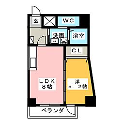 サン・アルティア鶴舞 1LDKの間取図画像