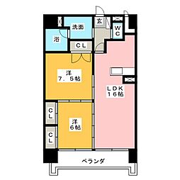 ゴールドハイツ渡辺 2LDKの間取図画像