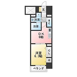 エスカルコート 1DKの間取図画像