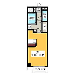 イエロー・シダー金山 ワンルームの間取図画像
