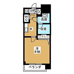 ルクレ新栄レジデンス 1Kの間取図画像