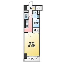 エスカルコート 1Kの間取図画像