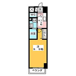 リシュドール鶴舞公園 1Kの間取図画像