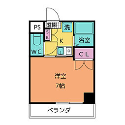 セントラルリッツ 1Kの間取図画像