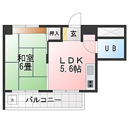 赤門サンライフマンション 1DKの間取図画像