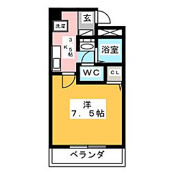 グレースハイツ新栄 1Kの間取図画像