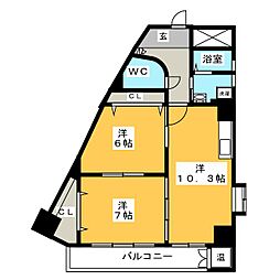 Medio18 2LDKの間取図画像
