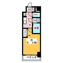 アステリ鶴舞テーセラ 1Kの間取図画像