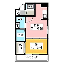 KDX千早レジデンス 1DKの間取図画像
