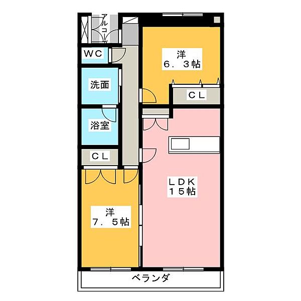 コーポハルラサン　南棟 ｜愛知県名古屋市名東区宝が丘(賃貸マンション2LDK・3階・67.10㎡)の写真 その2