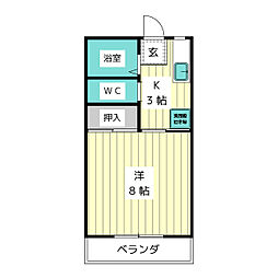 フレグランス豊盟　Ｂ棟 1階1Kの間取り