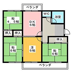 藤の木団地8号棟 3LDKの間取図画像