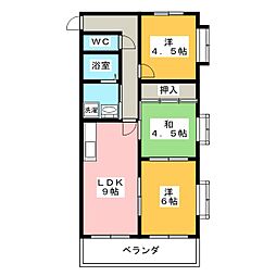 ザトクゲツ20 3DKの間取図画像