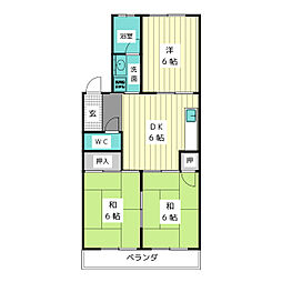 第五啓林ビル 3DKの間取図画像