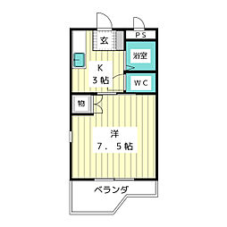 東洋ハイツ 1階1Kの間取り