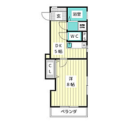 ベルハウス 1DKの間取図画像
