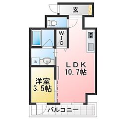 Le Cadeau(ル キャドゥ) 1LDKの間取図画像