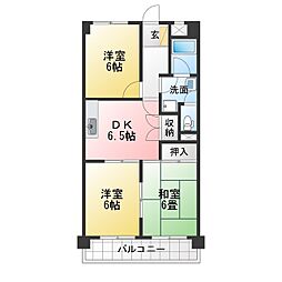 扶桑ハイツ2 3DKの間取図画像