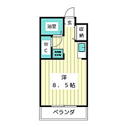 ヴィラフェニックス ワンルームの間取図画像