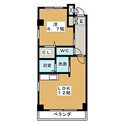 ウィステリア壱番館 1LDKの間取図画像