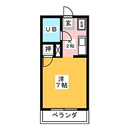 神作シティー 1Kの間取図画像