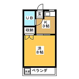 シャトウ山田 1DKの間取図画像