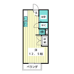 朝日ケ丘コーポ ワンルームの間取図画像