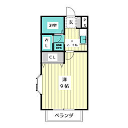 アネックス長久手 1Kの間取図画像