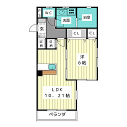 Wisteria 1LDKの間取図画像