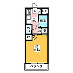 ハウスメイト1 1Kの間取図画像