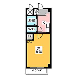 クラウンヒルズ 1Kの間取図画像