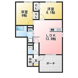 ル・シュッド 2LDKの間取図画像